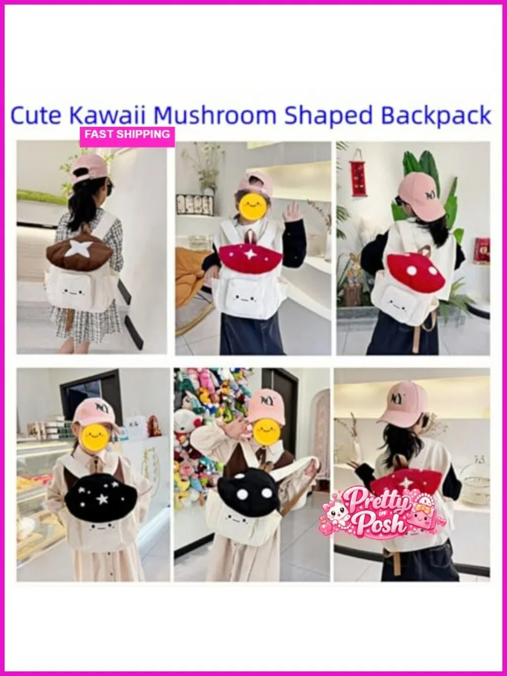 Kawaii Mushroom Shaped Backpack Crossbody Bag Trendy Cartoon Versatile Shoulder